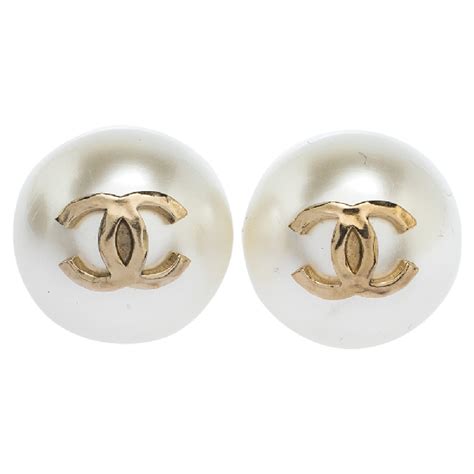 chanel earrings pearl studs|pre owned chanel earrings.